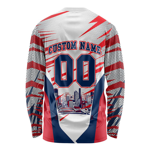 Personalised Western Bulldogs Fan Pride Long Sleeve Shirt Muscular Bulldog Mascot Graphic Art With Melbourne City Skyline