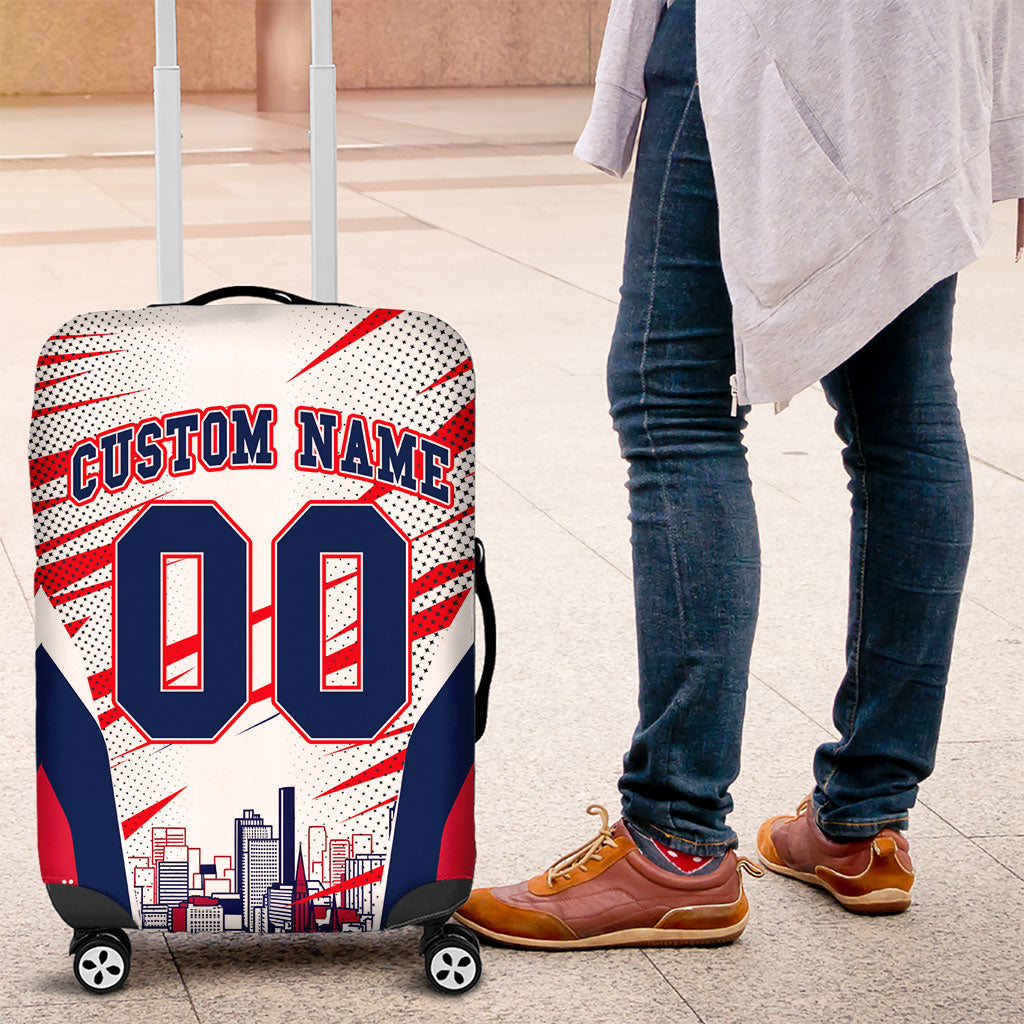 Personalised Western Bulldogs Fan Pride Luggage Cover Muscular Bulldog Mascot Graphic Art With Melbourne City Skyline