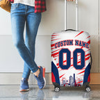 Personalised Western Bulldogs Fan Pride Luggage Cover Muscular Bulldog Mascot Graphic Art With Melbourne City Skyline