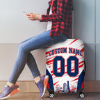 Personalised Western Bulldogs Fan Pride Luggage Cover Muscular Bulldog Mascot Graphic Art With Melbourne City Skyline