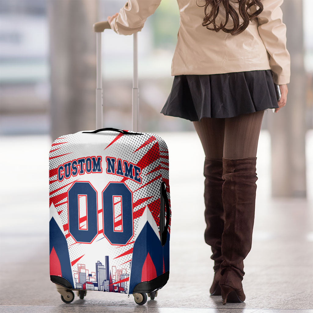 Personalised Western Bulldogs Fan Pride Luggage Cover Muscular Bulldog Mascot Graphic Art With Melbourne City Skyline