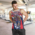 Personalised Western Bulldogs Fan Pride Men Tank Top Muscular Bulldog Mascot Graphic Art With Melbourne City Skyline