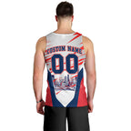 Personalised Western Bulldogs Fan Pride Men Tank Top Muscular Bulldog Mascot Graphic Art With Melbourne City Skyline