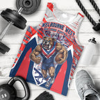 Personalised Western Bulldogs Fan Pride Men Tank Top Muscular Bulldog Mascot Graphic Art With Melbourne City Skyline