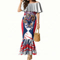 Personalised Western Bulldogs Fan Pride Mermaid Dress Muscular Bulldog Mascot Graphic Art With Melbourne City Skyline
