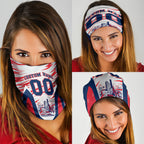Personalised Western Bulldogs Fan Pride Neck Gaiter Muscular Bulldog Mascot Graphic Art With Melbourne City Skyline