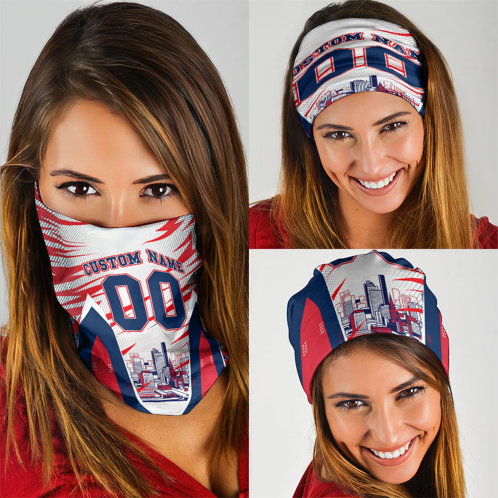 Personalised Western Bulldogs Fan Pride Neck Gaiter Muscular Bulldog Mascot Graphic Art With Melbourne City Skyline