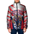 Personalised Western Bulldogs Fan Pride Padded Jacket Muscular Bulldog Mascot Graphic Art With Melbourne City Skyline
