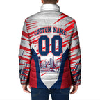 Personalised Western Bulldogs Fan Pride Padded Jacket Muscular Bulldog Mascot Graphic Art With Melbourne City Skyline