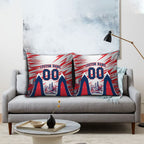 Personalised Western Bulldogs Fan Pride Pillow Cover Muscular Bulldog Mascot Graphic Art With Melbourne City Skyline