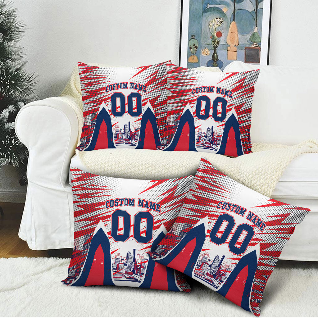 Personalised Western Bulldogs Fan Pride Pillow Cover Muscular Bulldog Mascot Graphic Art With Melbourne City Skyline