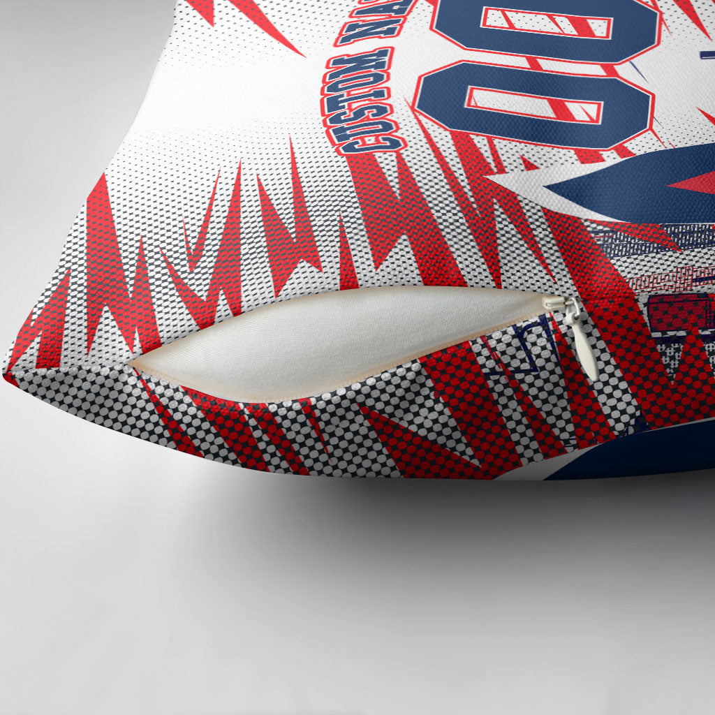 Personalised Western Bulldogs Fan Pride Pillow Cover Muscular Bulldog Mascot Graphic Art With Melbourne City Skyline