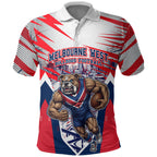 Personalised Western Bulldogs Fan Pride Polo Shirt Muscular Bulldog Mascot Graphic Art With Melbourne City Skyline