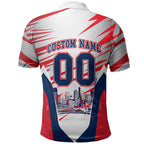 Personalised Western Bulldogs Fan Pride Polo Shirt Muscular Bulldog Mascot Graphic Art With Melbourne City Skyline