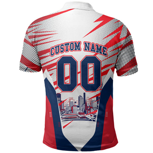 Personalised Western Bulldogs Fan Pride Polo Shirt Muscular Bulldog Mascot Graphic Art With Melbourne City Skyline