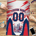 Personalised Western Bulldogs Fan Pride Puzzle Muscular Bulldog Mascot Graphic Art With Melbourne City Skyline
