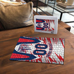 Personalised Western Bulldogs Fan Pride Puzzle Muscular Bulldog Mascot Graphic Art With Melbourne City Skyline
