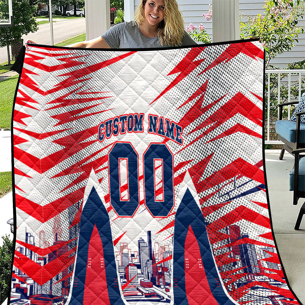 Personalised Western Bulldogs Fan Pride Quilt Muscular Bulldog Mascot Graphic Art With Melbourne City Skyline