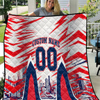 Personalised Western Bulldogs Fan Pride Quilt Muscular Bulldog Mascot Graphic Art With Melbourne City Skyline
