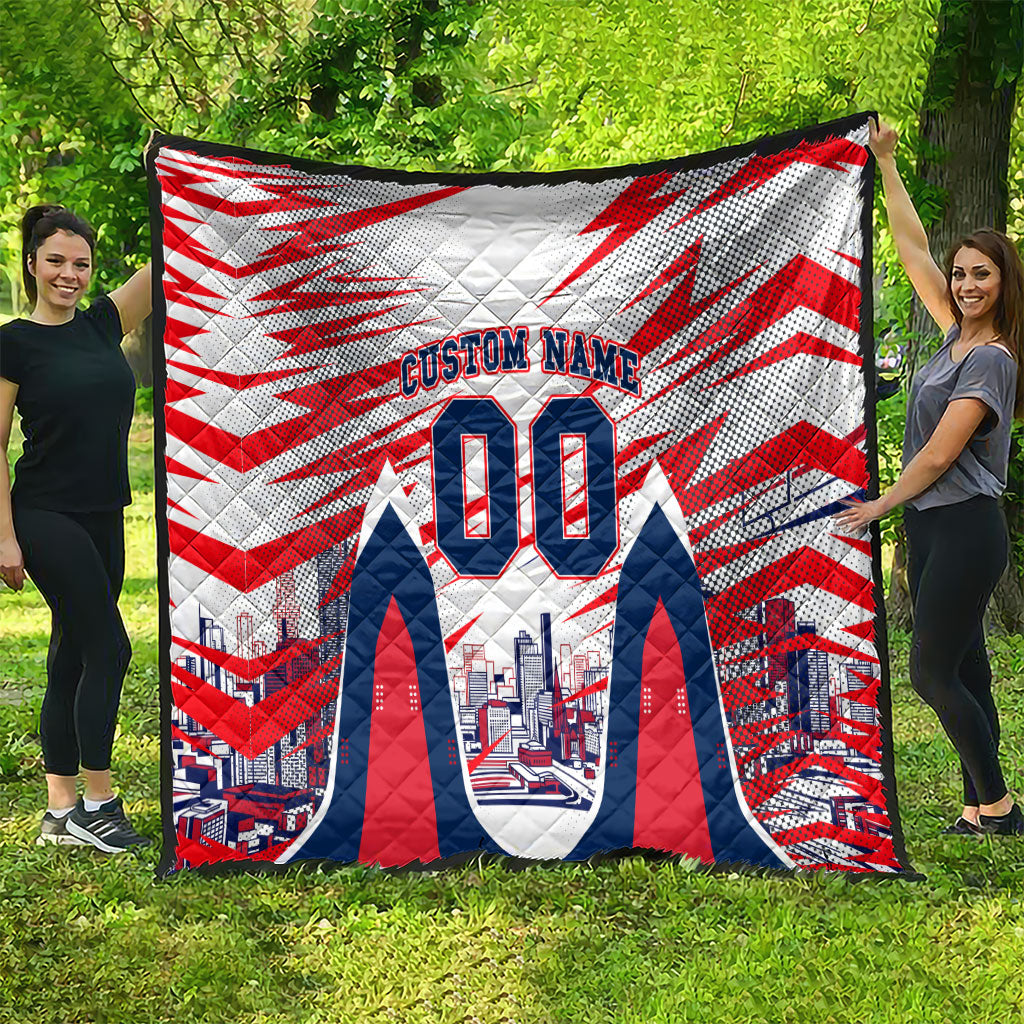 Personalised Western Bulldogs Fan Pride Quilt Muscular Bulldog Mascot Graphic Art With Melbourne City Skyline