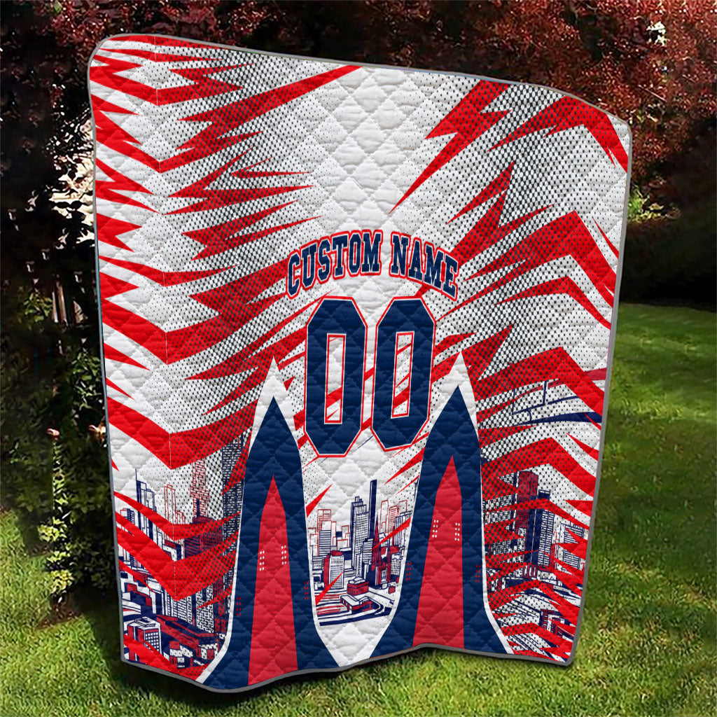 Personalised Western Bulldogs Fan Pride Quilt Muscular Bulldog Mascot Graphic Art With Melbourne City Skyline