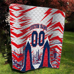 Personalised Western Bulldogs Fan Pride Quilt Muscular Bulldog Mascot Graphic Art With Melbourne City Skyline