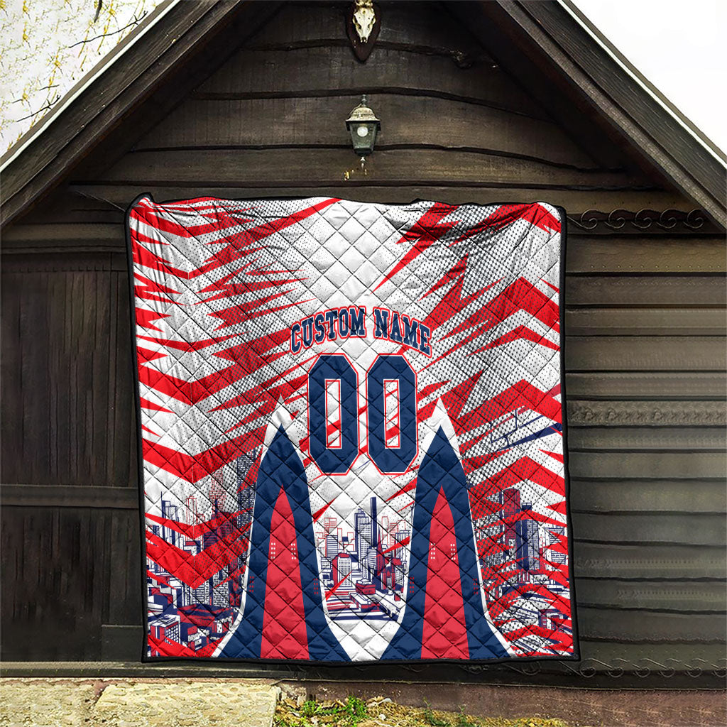 Personalised Western Bulldogs Fan Pride Quilt Muscular Bulldog Mascot Graphic Art With Melbourne City Skyline