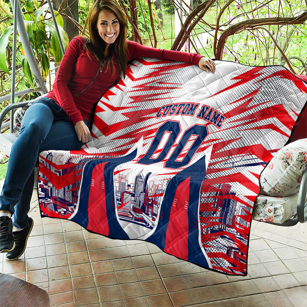 Personalised Western Bulldogs Fan Pride Quilt Muscular Bulldog Mascot Graphic Art With Melbourne City Skyline