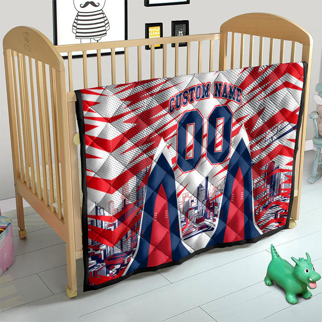 Personalised Western Bulldogs Fan Pride Quilt Muscular Bulldog Mascot Graphic Art With Melbourne City Skyline