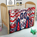 Personalised Western Bulldogs Fan Pride Quilt Muscular Bulldog Mascot Graphic Art With Melbourne City Skyline
