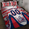 Personalised Western Bulldogs Fan Pride Quilt Bed Set Muscular Bulldog Mascot Graphic Art With Melbourne City Skyline