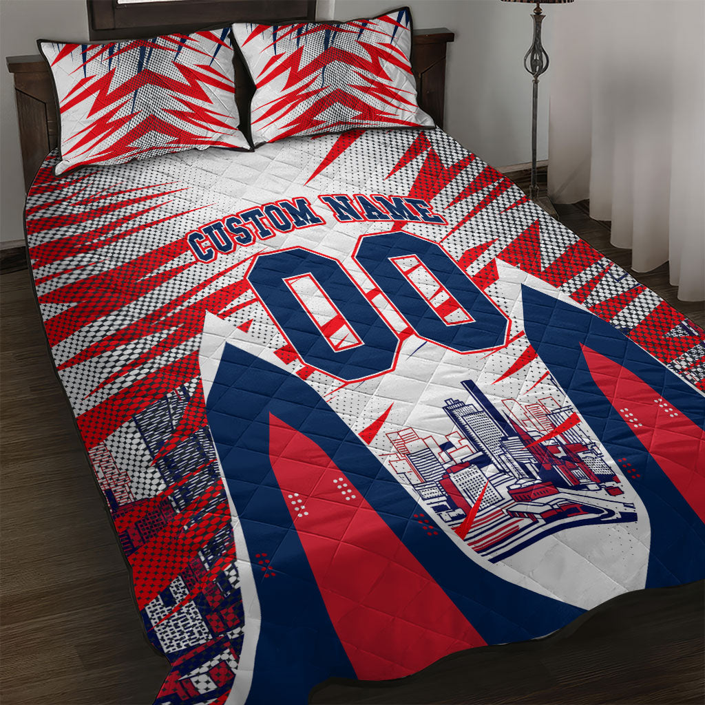 Personalised Western Bulldogs Fan Pride Quilt Bed Set Muscular Bulldog Mascot Graphic Art With Melbourne City Skyline