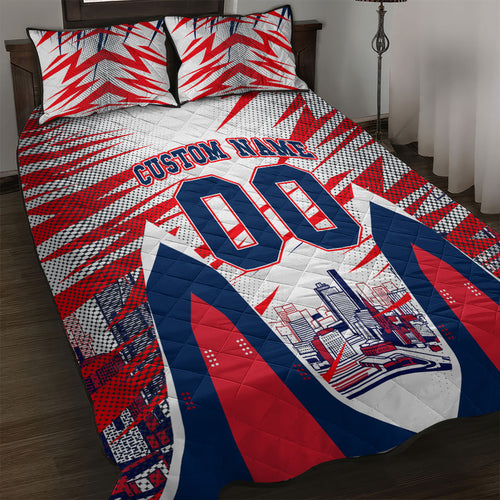 Personalised Western Bulldogs Fan Pride Quilt Bed Set Muscular Bulldog Mascot Graphic Art With Melbourne City Skyline