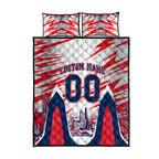 Personalised Western Bulldogs Fan Pride Quilt Bed Set Muscular Bulldog Mascot Graphic Art With Melbourne City Skyline