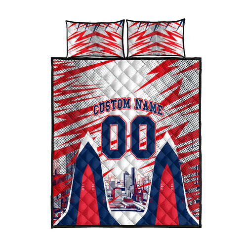 Personalised Western Bulldogs Fan Pride Quilt Bed Set Muscular Bulldog Mascot Graphic Art With Melbourne City Skyline