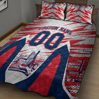 Personalised Western Bulldogs Fan Pride Quilt Bed Set Muscular Bulldog Mascot Graphic Art With Melbourne City Skyline