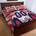 Personalised Western Bulldogs Fan Pride Quilt Bed Set Muscular Bulldog Mascot Graphic Art With Melbourne City Skyline