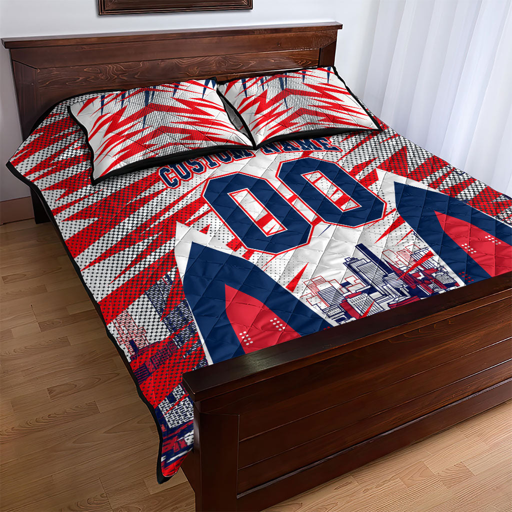 Personalised Western Bulldogs Fan Pride Quilt Bed Set Muscular Bulldog Mascot Graphic Art With Melbourne City Skyline