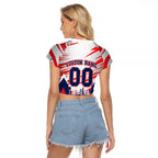 Personalised Western Bulldogs Fan Pride Raglan Cropped T Shirt Muscular Bulldog Mascot Graphic Art With Melbourne City Skyline