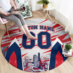 Personalised Western Bulldogs Fan Pride Round Carpet Muscular Bulldog Mascot Graphic Art With Melbourne City Skyline