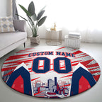 Personalised Western Bulldogs Fan Pride Round Carpet Muscular Bulldog Mascot Graphic Art With Melbourne City Skyline