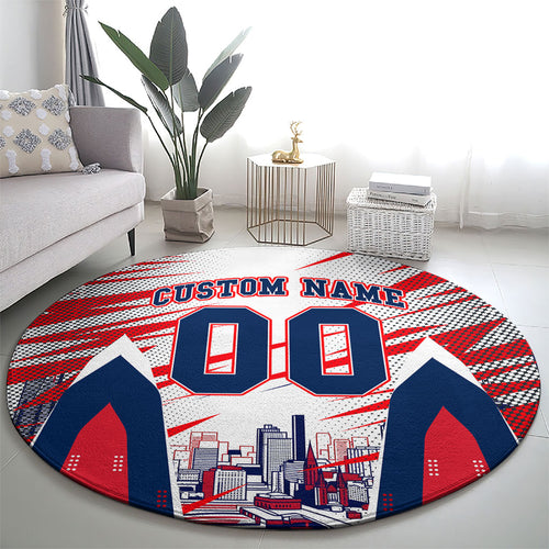 Personalised Western Bulldogs Fan Pride Round Carpet Muscular Bulldog Mascot Graphic Art With Melbourne City Skyline