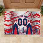 Personalised Western Bulldogs Fan Pride Rubber Doormat Muscular Bulldog Mascot Graphic Art With Melbourne City Skyline