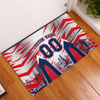 Personalised Western Bulldogs Fan Pride Rubber Doormat Muscular Bulldog Mascot Graphic Art With Melbourne City Skyline
