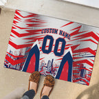 Personalised Western Bulldogs Fan Pride Rubber Doormat Muscular Bulldog Mascot Graphic Art With Melbourne City Skyline