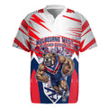 Personalised Western Bulldogs Fan Pride Rugby Jersey Muscular Bulldog Mascot Graphic Art With Melbourne City Skyline