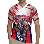 Personalised Western Bulldogs Fan Pride Rugby Jersey Muscular Bulldog Mascot Graphic Art With Melbourne City Skyline