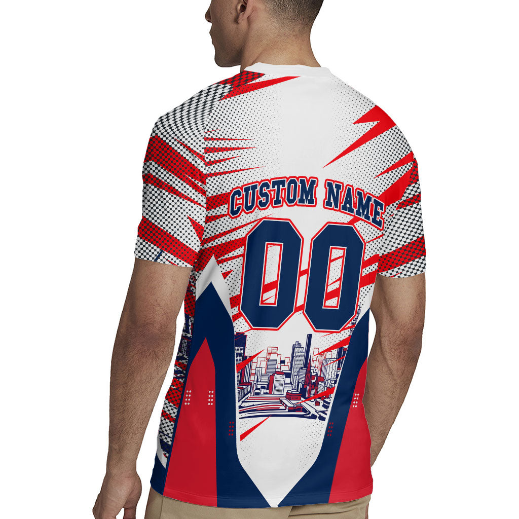 Personalised Western Bulldogs Fan Pride Rugby Jersey Muscular Bulldog Mascot Graphic Art With Melbourne City Skyline