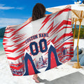 Personalised Western Bulldogs Fan Pride Sarong Muscular Bulldog Mascot Graphic Art With Melbourne City Skyline