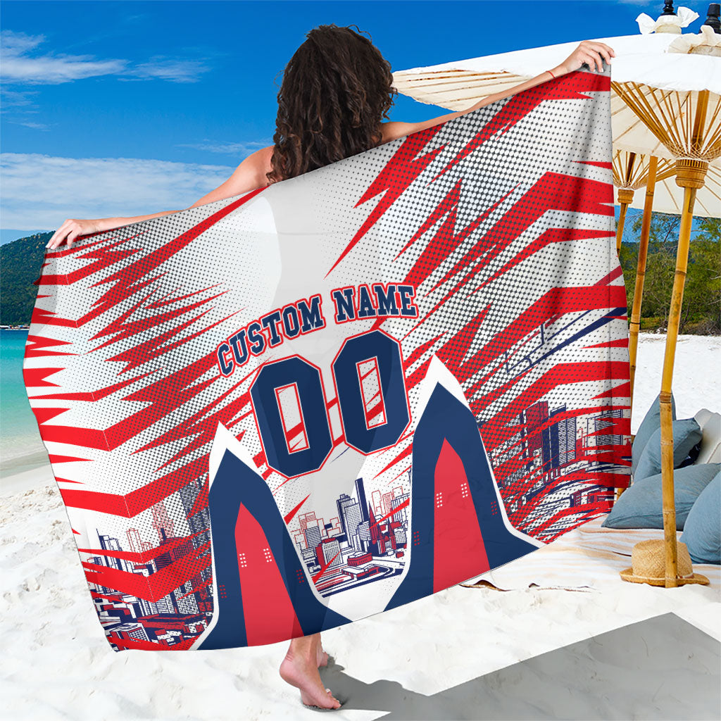 Personalised Western Bulldogs Fan Pride Sarong Muscular Bulldog Mascot Graphic Art With Melbourne City Skyline